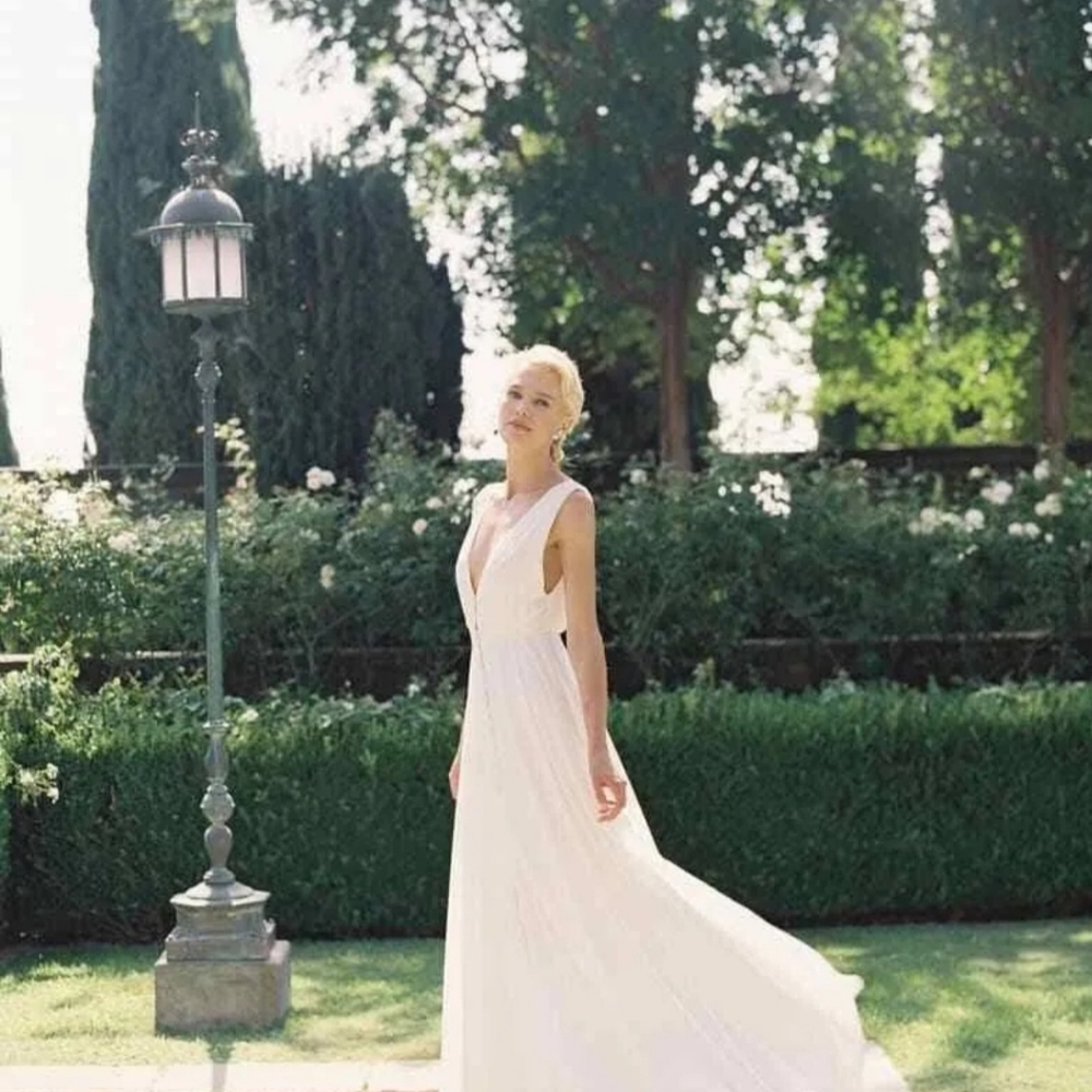 Joanna August Joplin Button Wedding Dress Gown